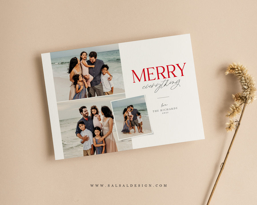 Editable Christmas Canva & Photoshop Card Template, Christmas Editable Card, Christmas Printable Card, Christmas Editable Photo Card - CD453