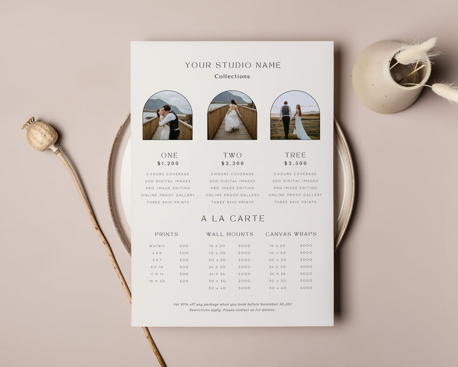 Photography Pricing Guide Template - PG085