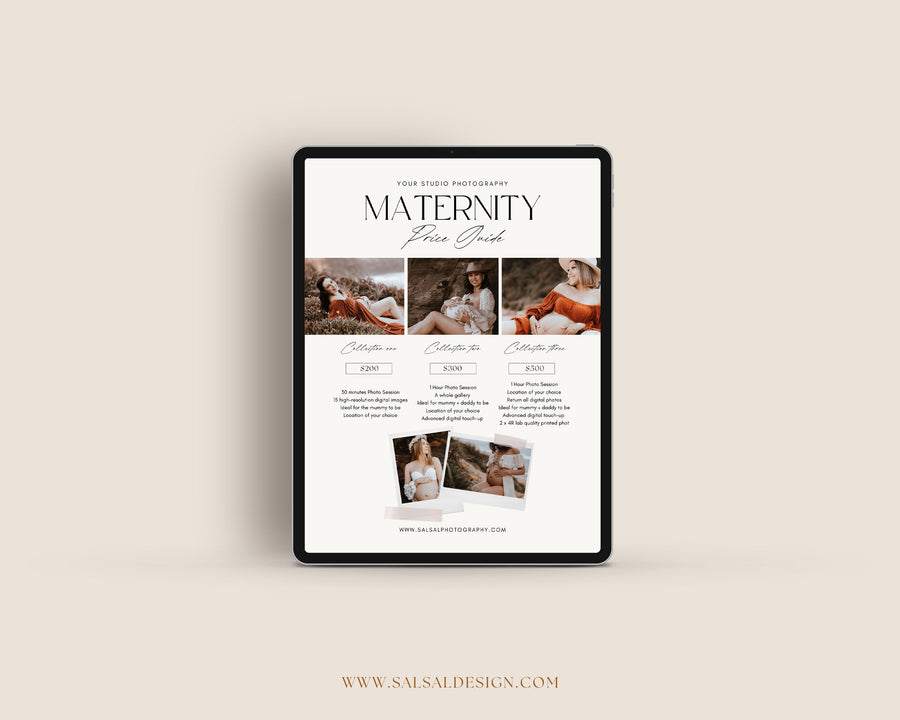 Maternity Photography Pricing Guide Template - PG093