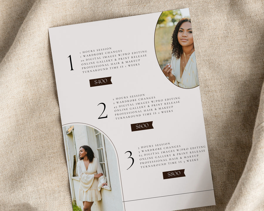 Senior Photography Pricing Guide Template - PG098