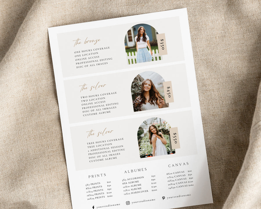 Senior Photography Pricing Guide Template - PG079