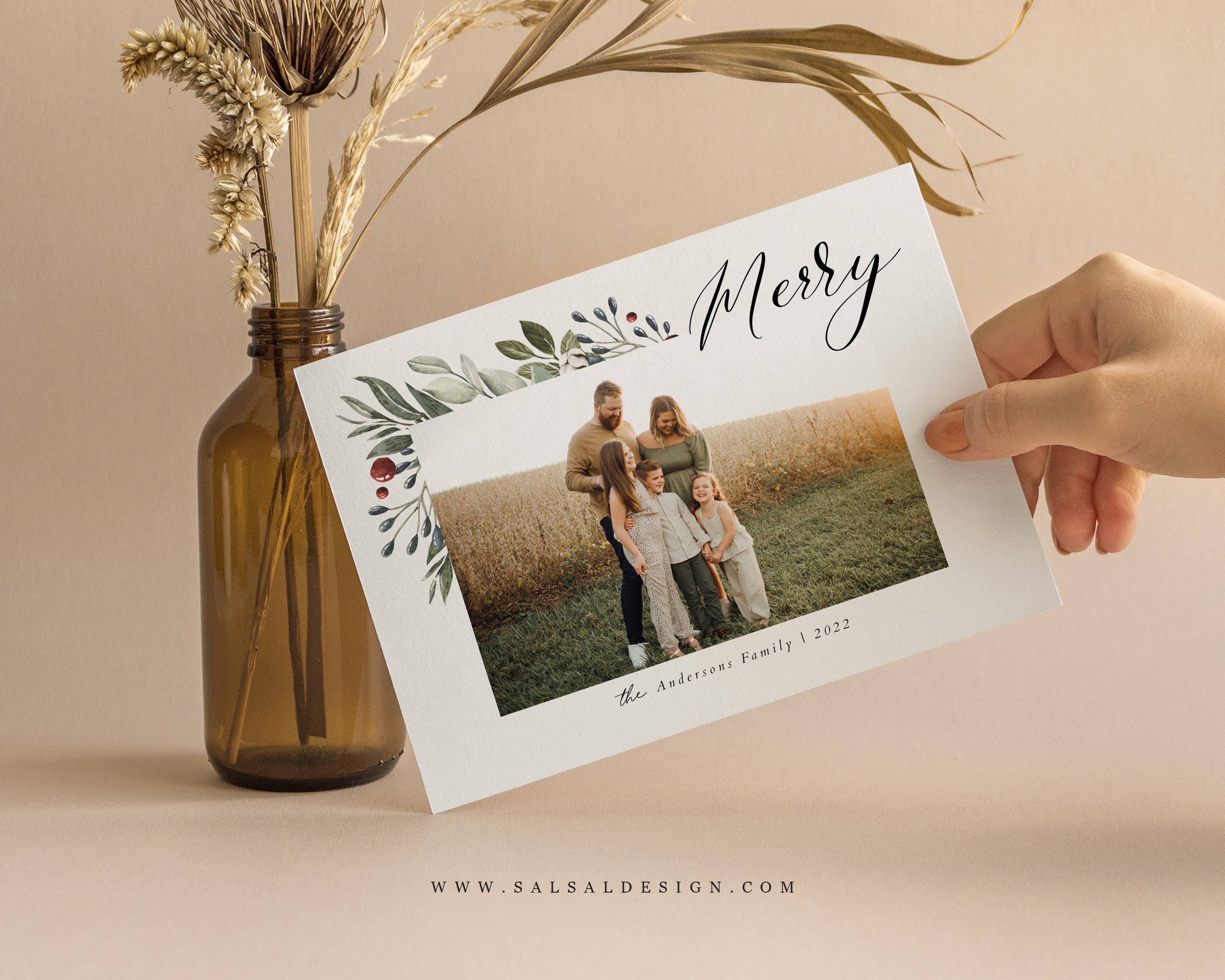 Christmas Card Template, & Canva Template, Editable Holiday
