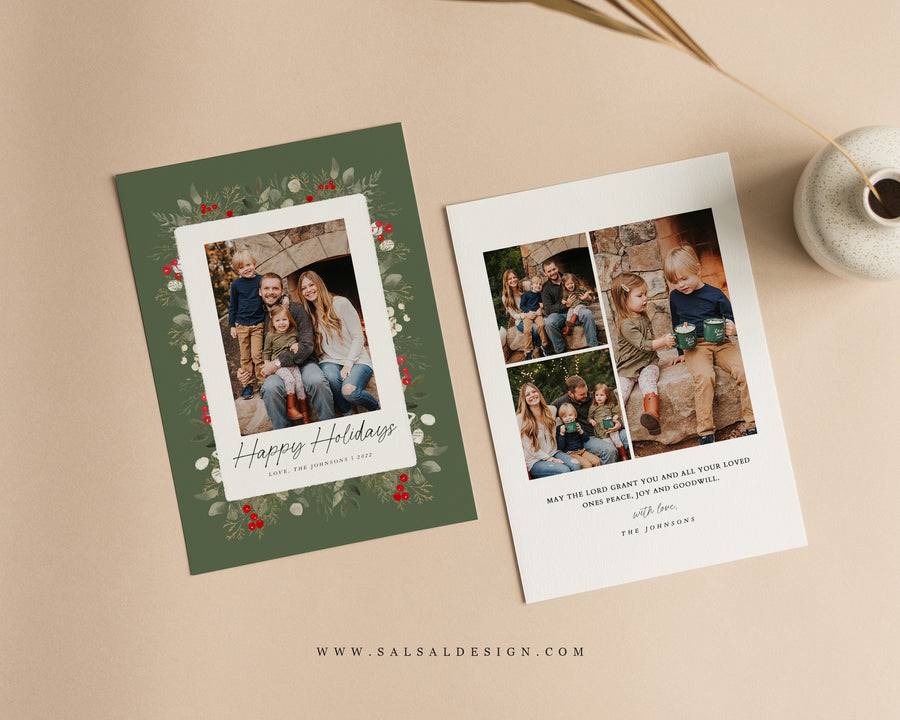 Christmas Card Template, Photoshop & Canva Template, Editable Holiday Card Template,Greeting Card, Christmas Photo Card, Merry Christmas - CD461