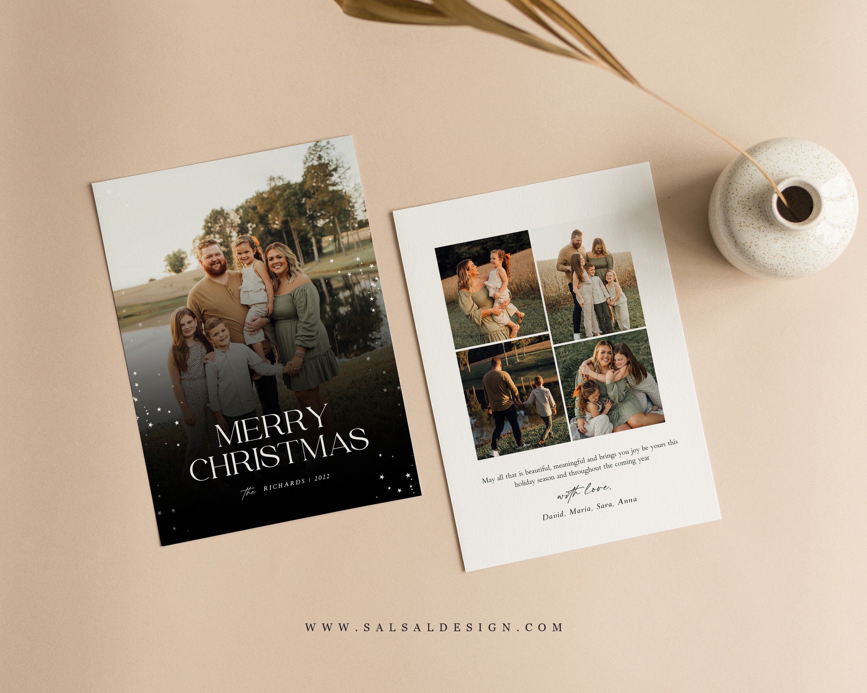 Christmas Card Template, & Canva Template, Editable Holiday