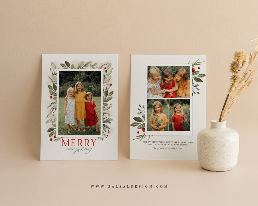 Christmas Card Template, Photoshop & Canva Template, Editable Holiday Card Template,Greeting Card, Christmas Photo Card, Merry Christmas - CD459