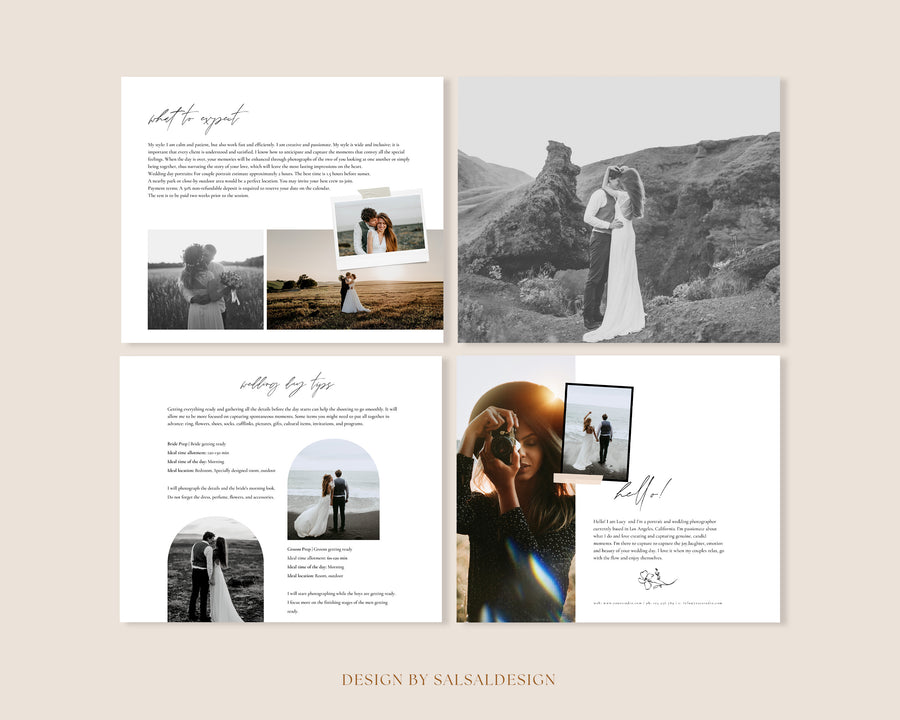 Wedding Photography Pricing Guide Template, Welcome Guide With Text, Photographer Client Guide, Magazine Canva Template, Photoshop Template - MG048