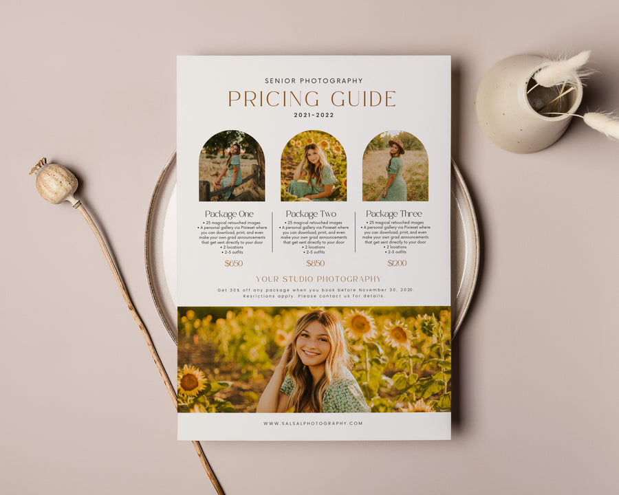 Senior Photography Pricing Guide Template - PG071
