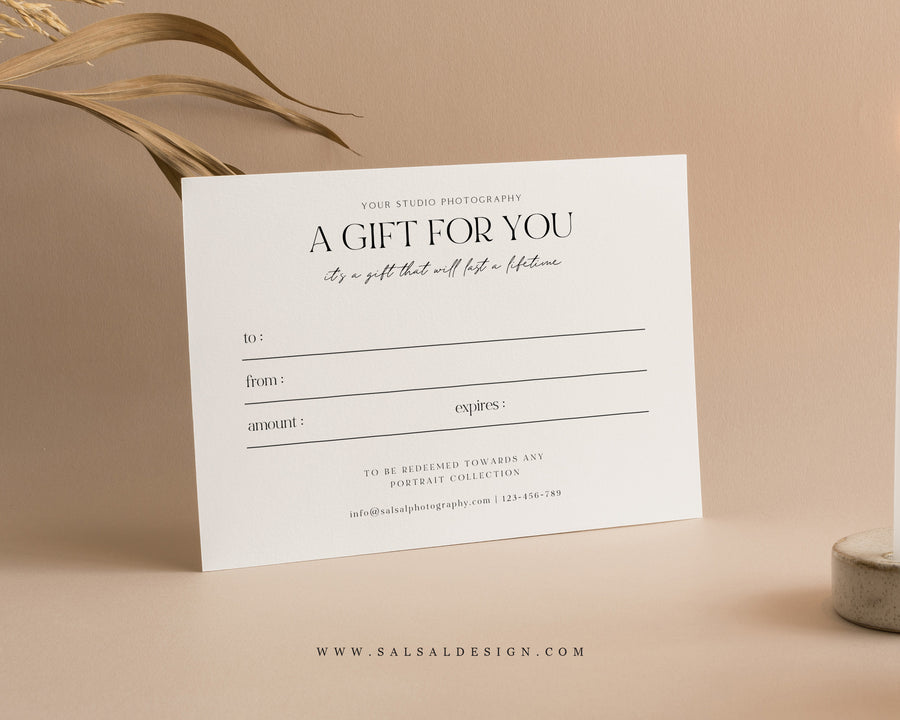 Photography Gift Certificate Card Template - GC100