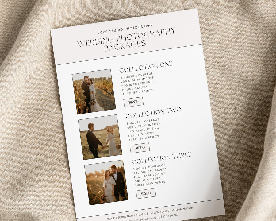Wedding Photography Pricing Guide Template - PG097
