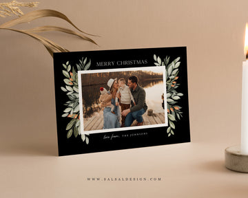 Editable Christmas Canva & Photoshop Card Template, Christmas Editable Card, Christmas Printable Card, Christmas Editable Photo Card - CD457