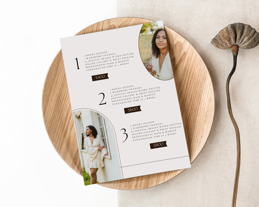Senior Photography Pricing Guide Template - PG098