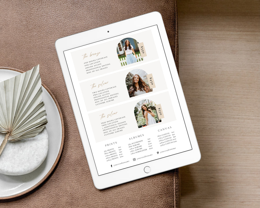 Senior Photography Pricing Guide Template - PG079