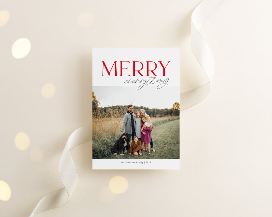 Christmas Card Template, Photoshop & Canva Template, Editable Holiday Card Template,Greeting Card, Christmas Photo Card, Merry Christmas - CD449