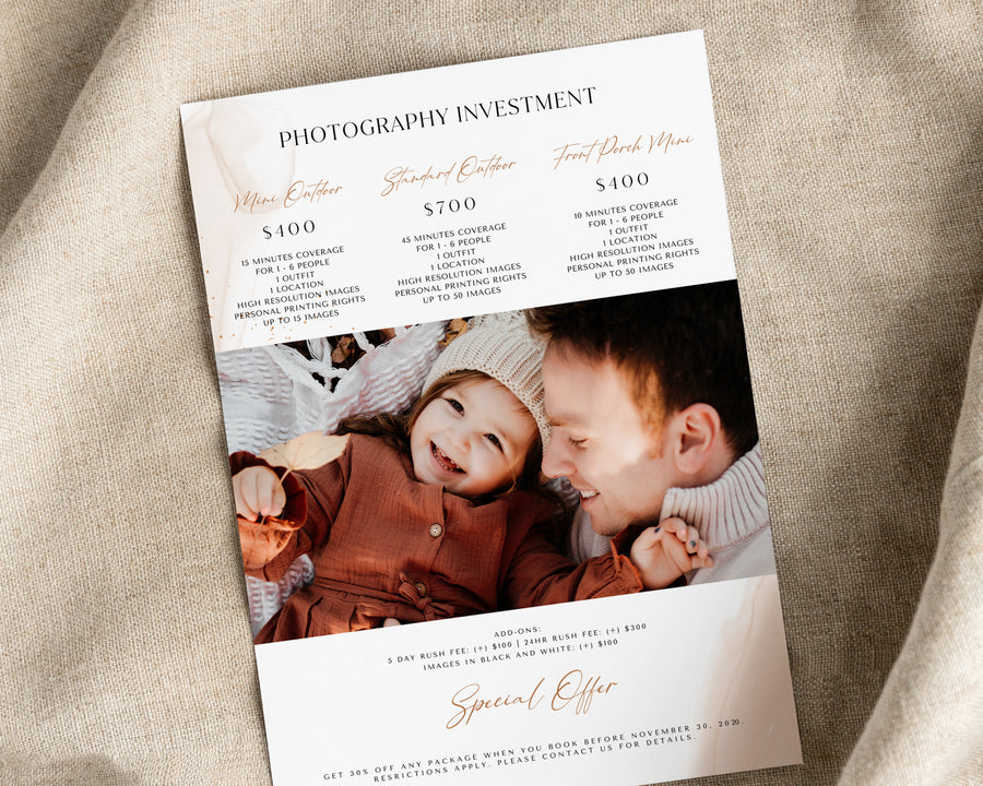 Photography Pricing Guide Template - PG074