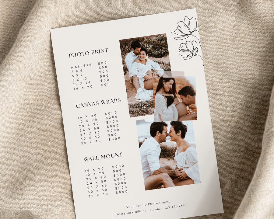 Maternity Photography Pricing Guide Template - PG094