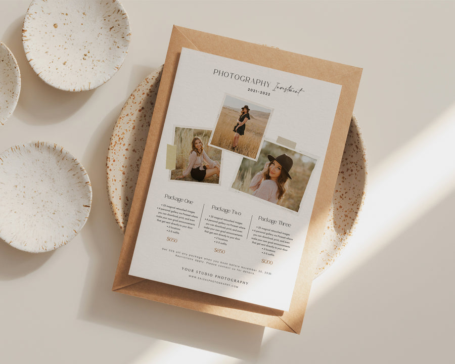 Senior Photography Pricing Guide Template - PG072