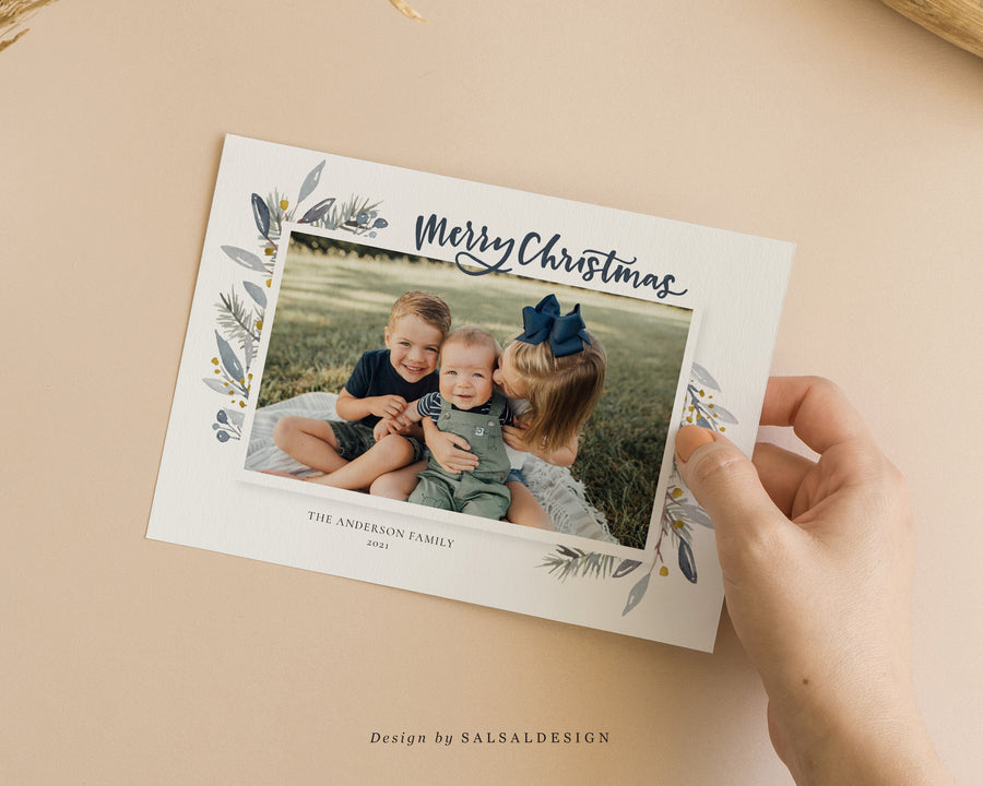 Christmas Card Photoshop Template, Christmas Print Card, Holiday Card Template, Christmas Family Card, Christmas Photo Card - CD312