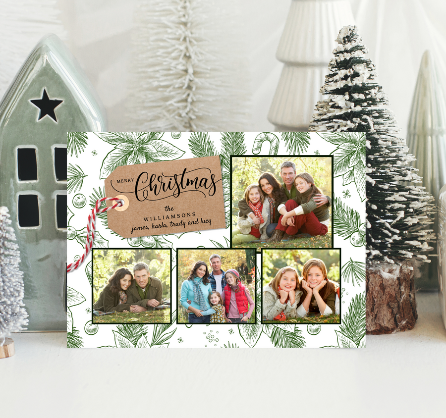 Vintage Green Wrapping Christmas Card Template for Canva - TNPC140