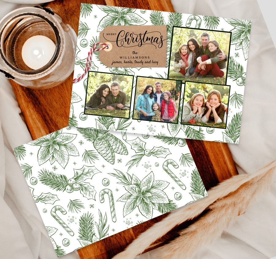 Vintage Green Wrapping Christmas Card Template for Canva - TNPC140
