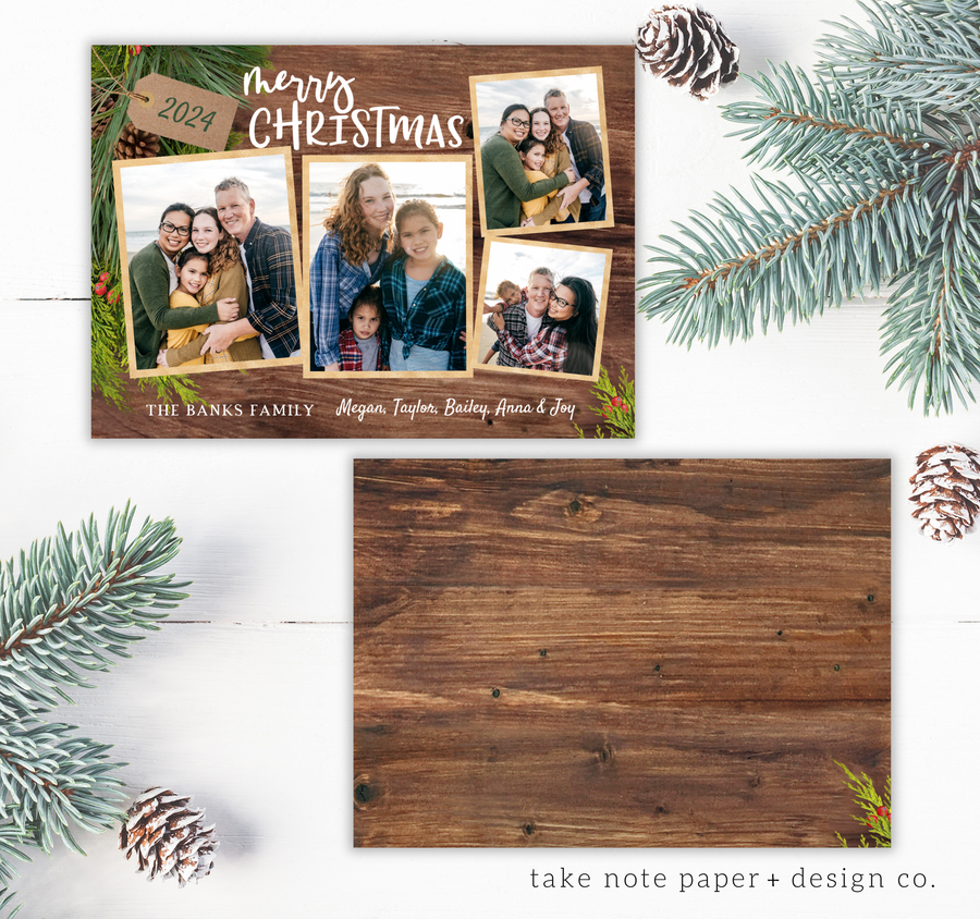 Rustic Tag Christmas Card Template for Canva - TNPC169