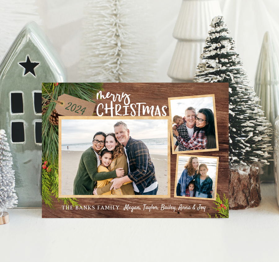 Rustic Tag Christmas Card Template for Canva - TNPC169