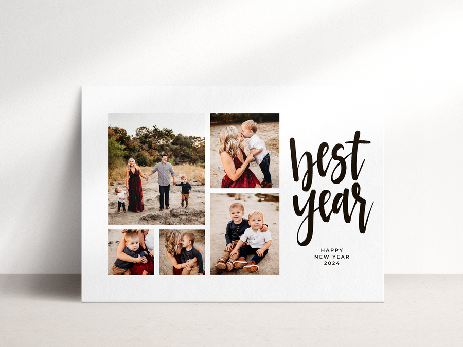 Minimalist New Year Photo Card Template for Canva - NG31
