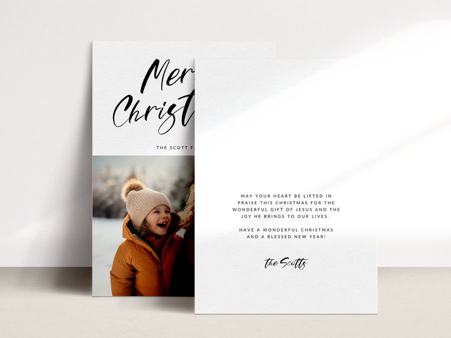 Merry Christmas Hand Script Card Template for Canva - NG15
