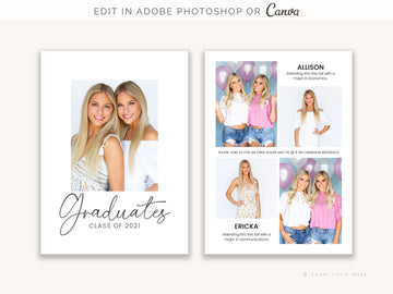 Twin Senior Graduation Card template for Photoshop and Canva - SLM55
