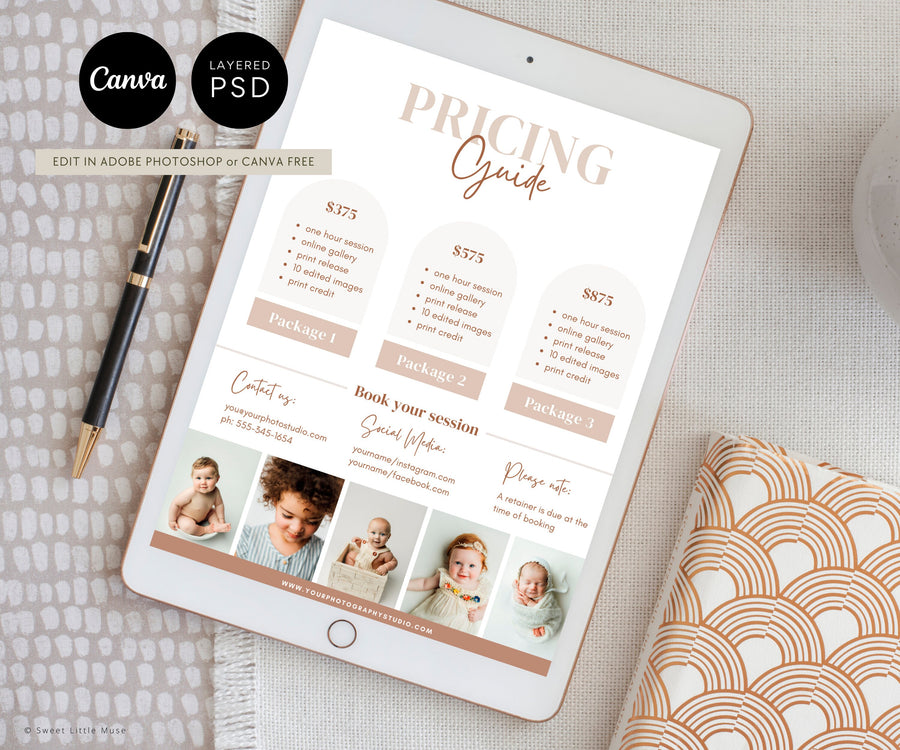 Photography Printable Pricing Template for Canva - SLM64