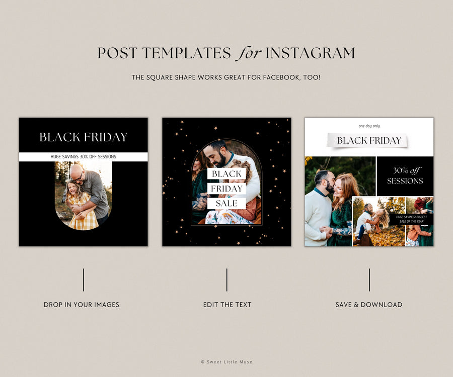 Black Friday Sale Instagram templates for Canva - SLM33