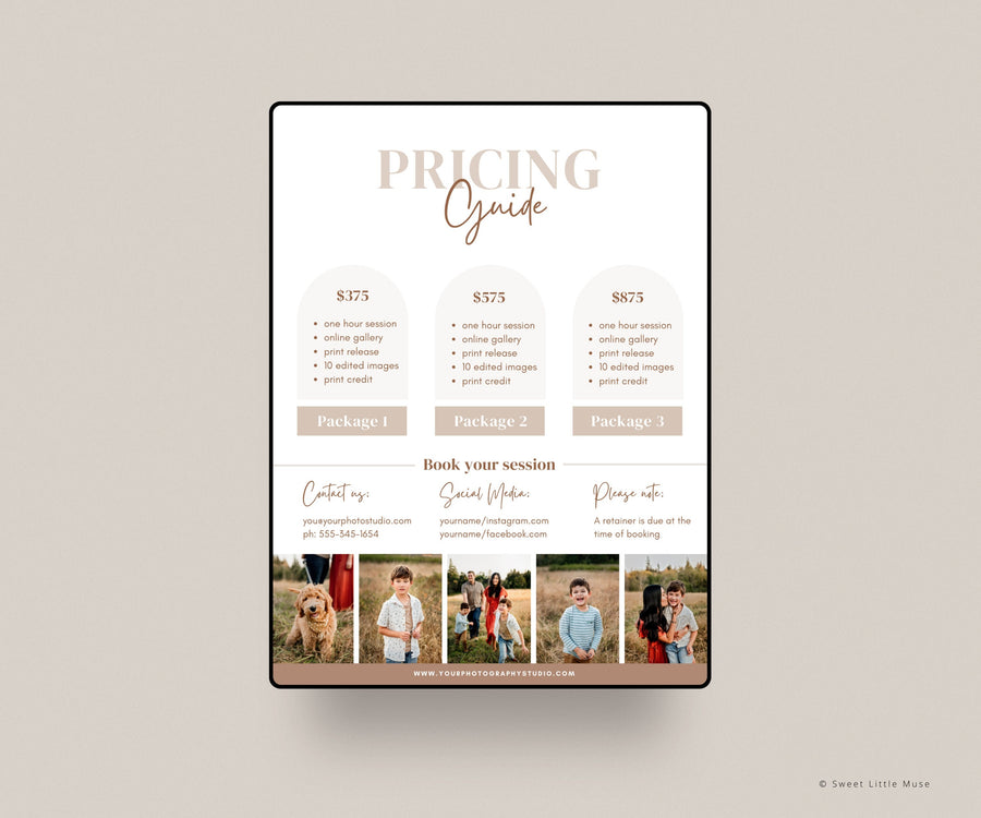 Photography Printable Pricing Template for Canva - SLM64