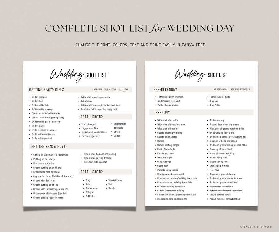 Wedding Photographer Timeline template for Canva - SLM71