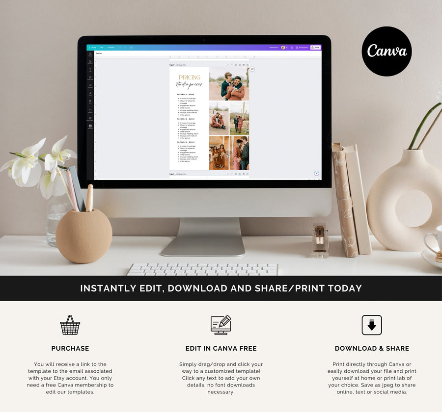 One Page Pricing Guide for Photographers for Canva - SLM69