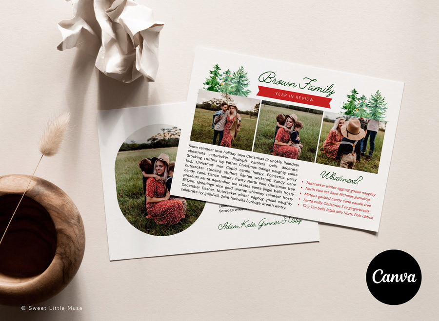 Year in Review Christmas Card Template with Photos - SLM06