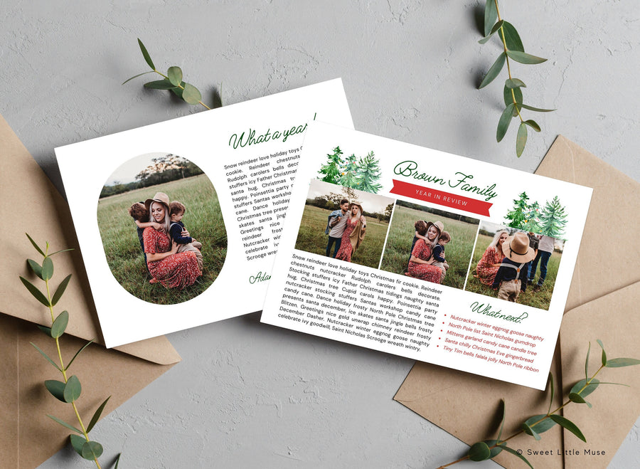 Year in Review Christmas Card Template with Photos - SLM06