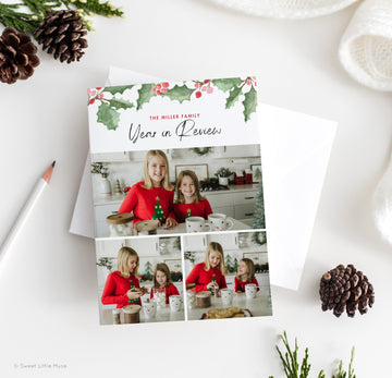 Year in Review Christmas Card Template for Canva, Christmas family newsletter template, printable Christmas card for Canva, instant download - SLM16