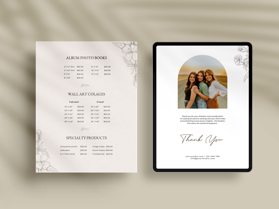 CANVA Senior Photography style Guide magazine Template, Graduation Photography Welcome Guide Template, Photoshop price list CANVA template - MG057