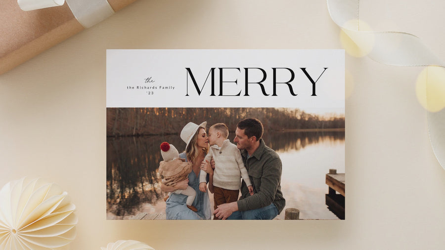 Black And White Merry Christmas 5x7 Template - CD488
