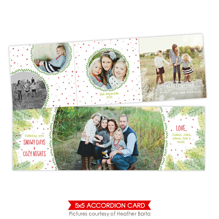 Holiday accordion card 5x5 | Family tree - e951