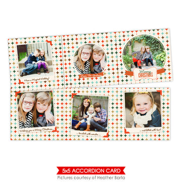 Holiday accordion card 5x5 | Family polaroids - e952
