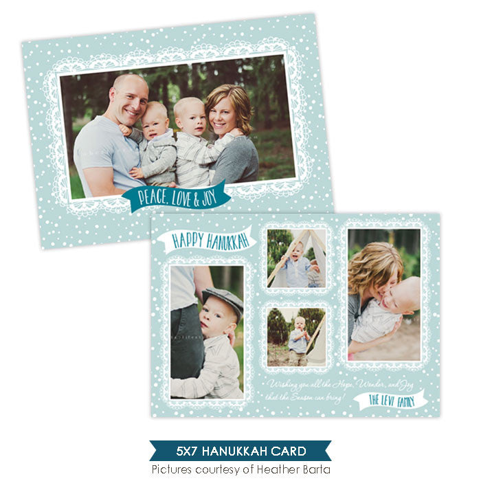 Hanukkah Photocard Template | Blue Hanukkah - e957