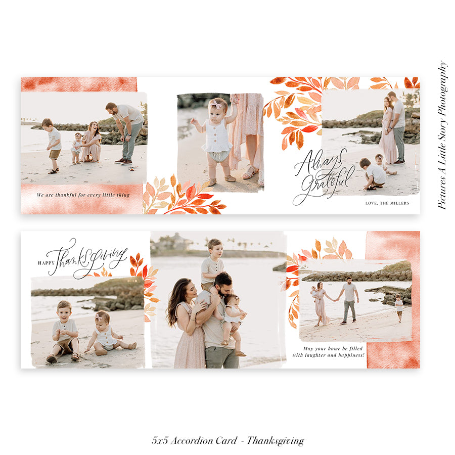 Thanksgiving accordion card 5x5 (Trifolded) | Peach garden