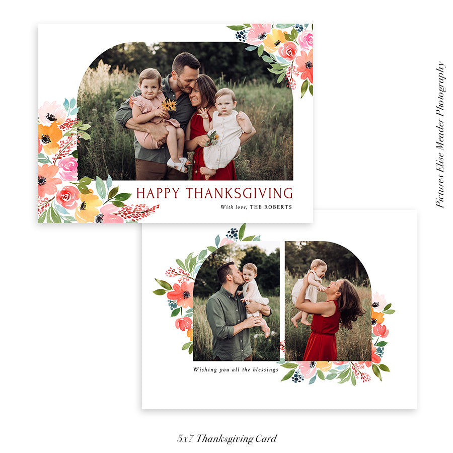 Thanksgiving Photocard Template | Floral Arch