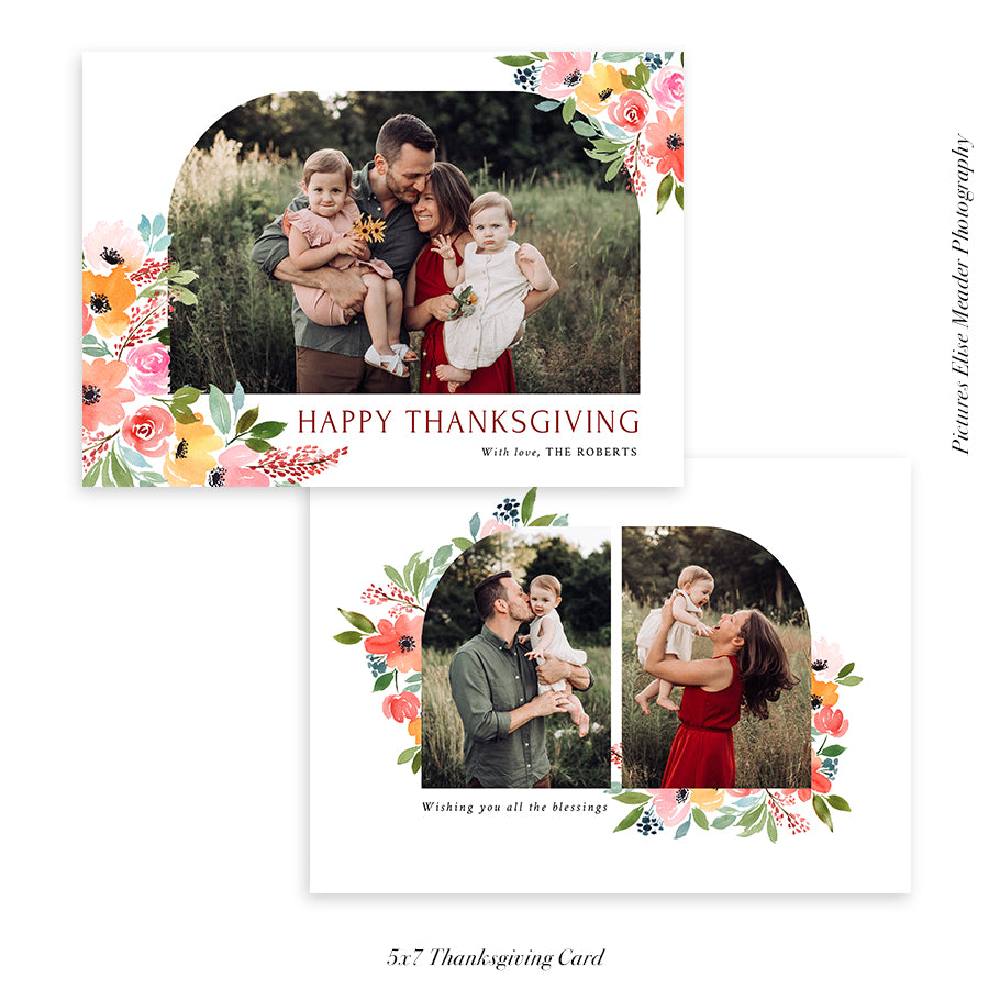 Thanksgiving Photocard Template | Floral Arch