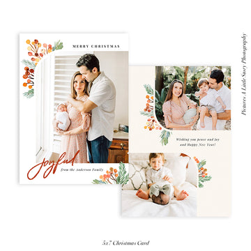 Christmas Photocard Template | Evergreen Foliage