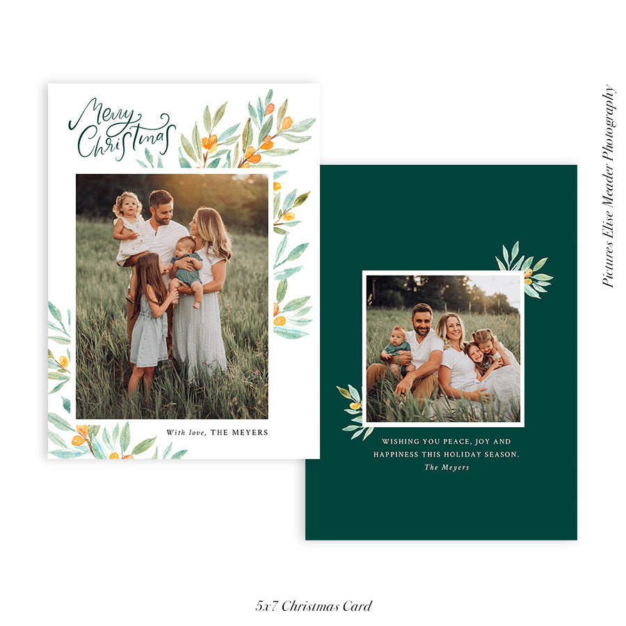 Christmas Photocard Template | Botanical Christmas