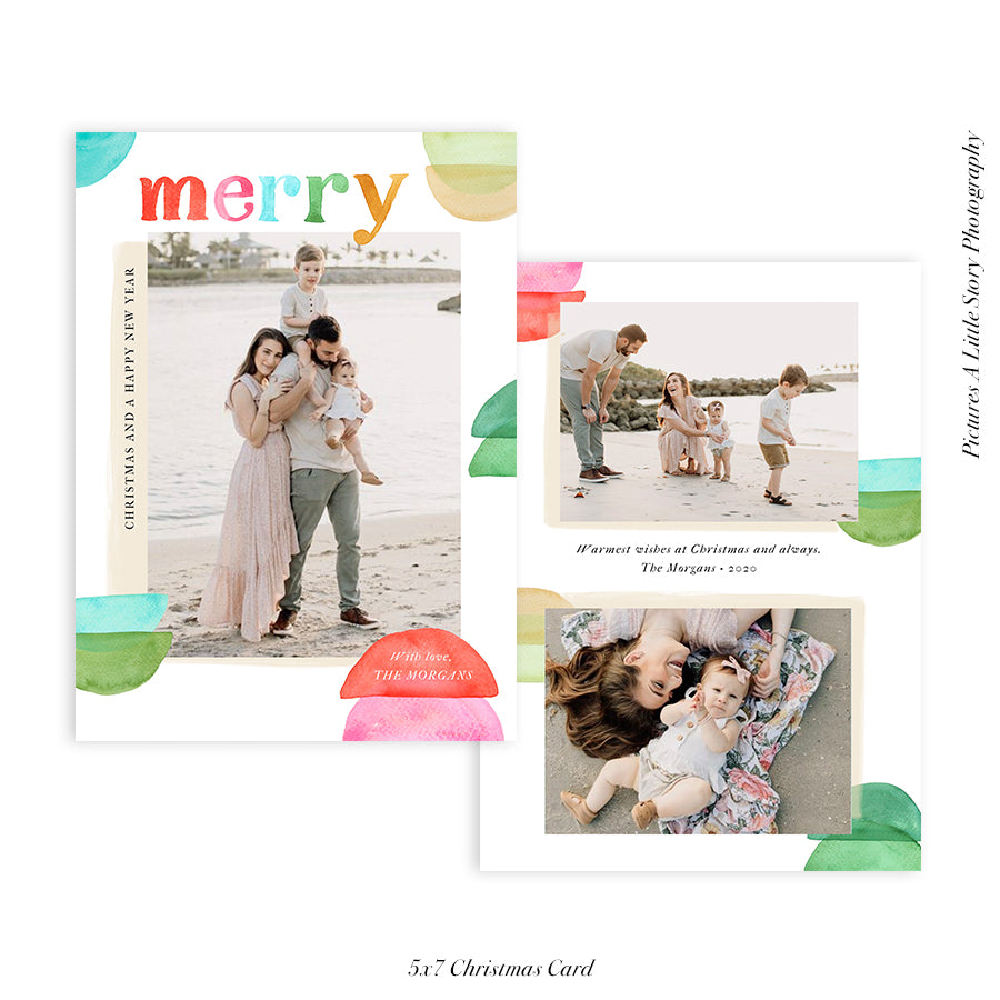 Christmas Photocard Template | Merrily Bright