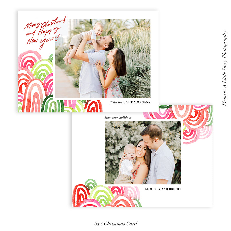 Christmas Photocard Template | Colorful Mountains