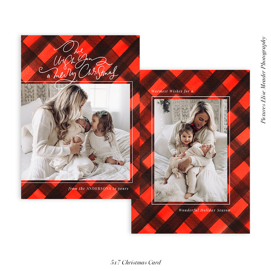 Christmas Photocard Template | Christmas Buffalo Plaids