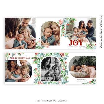 Christmas accordion card 5x5 (Trifolded) | Sending Joy